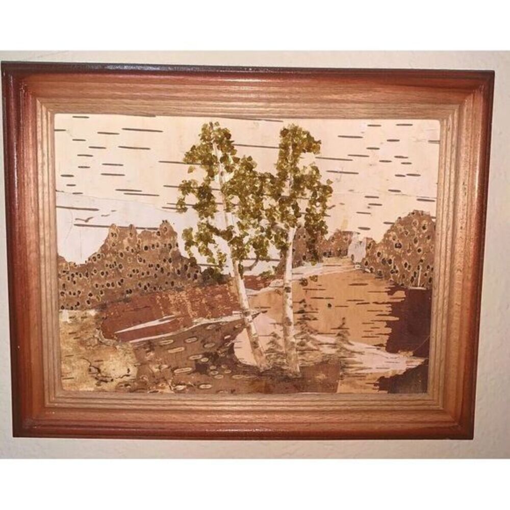 Tree Bark Mix Media Art5 7"x9" W Frame
